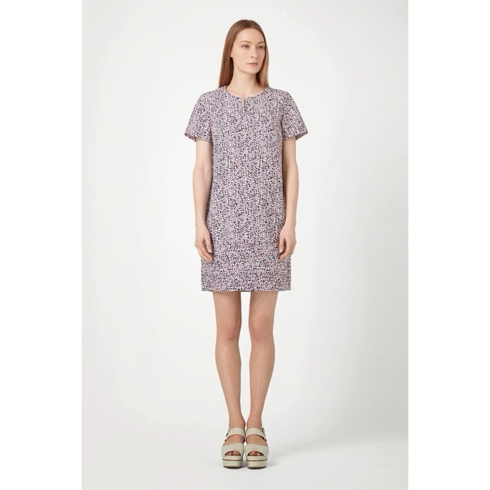 COS Abstract‎ Print Shift Dress Womens Size 4 Purple White Short Sleeve Cotton